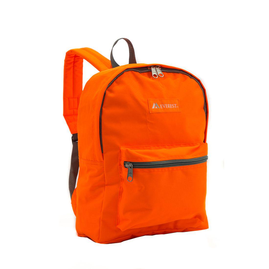 Everest Backpack Book Bag - Back to School Basic Style - Mid-Size-Tangerine-