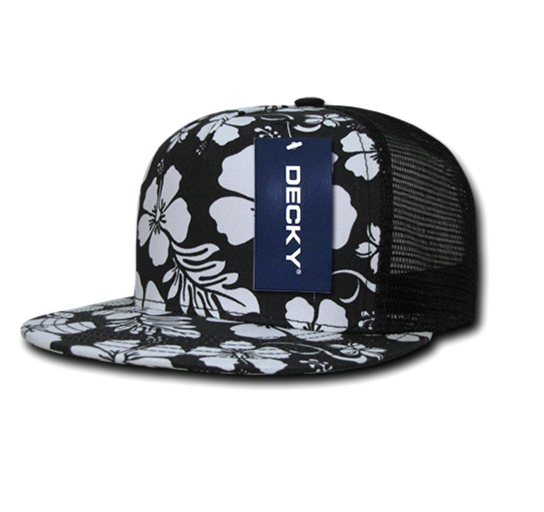 1 Dozen Decky Hibiscus Flower Floral Hawaiian Cotton Trucker Baseball Caps Hats Wholesale Bulk-