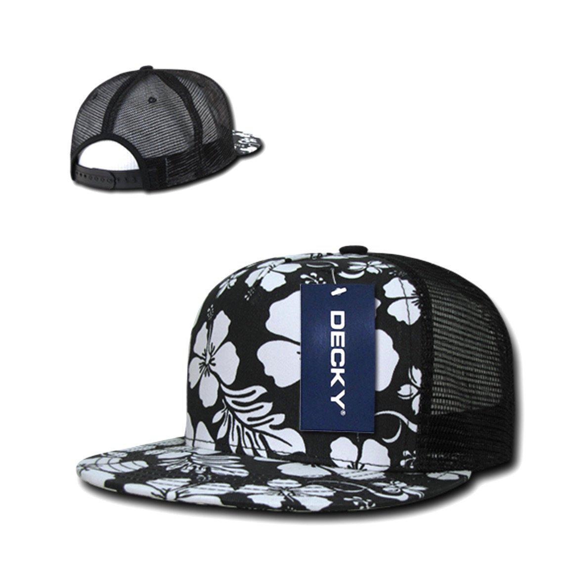 1 Dozen Decky Hibiscus Flower Floral Hawaiian Cotton Trucker Baseball Caps Hats Wholesale Bulk-