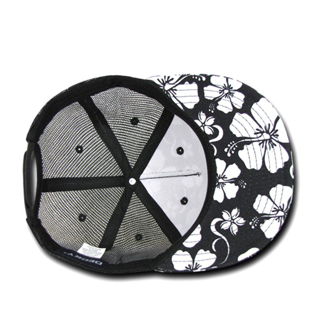1 Dozen Decky Hibiscus Flower Floral Hawaiian Cotton Trucker Baseball Caps Hats Wholesale Bulk-