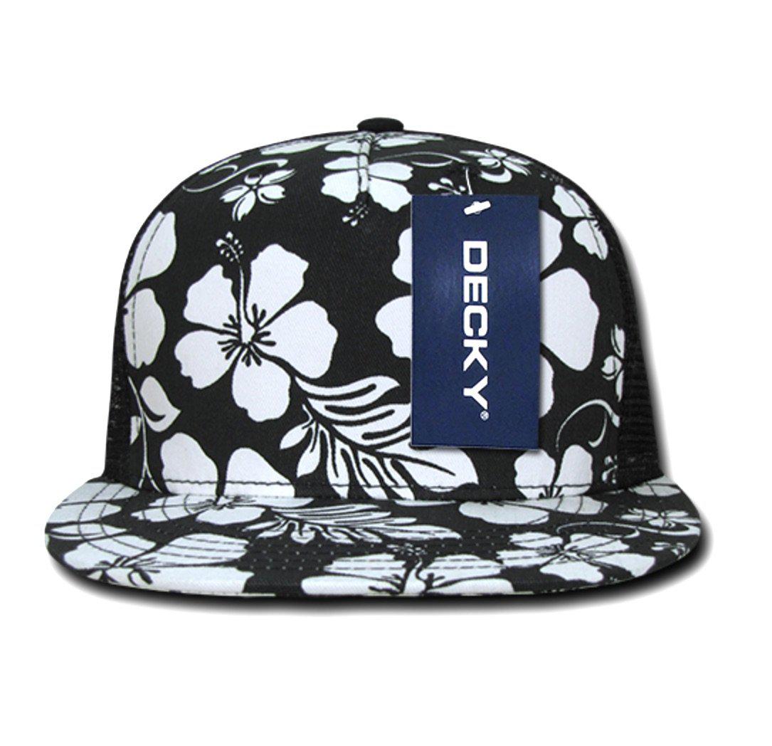 1 Dozen Decky Hibiscus Flower Floral Hawaiian Cotton Trucker Baseball Caps Hats Wholesale Bulk-