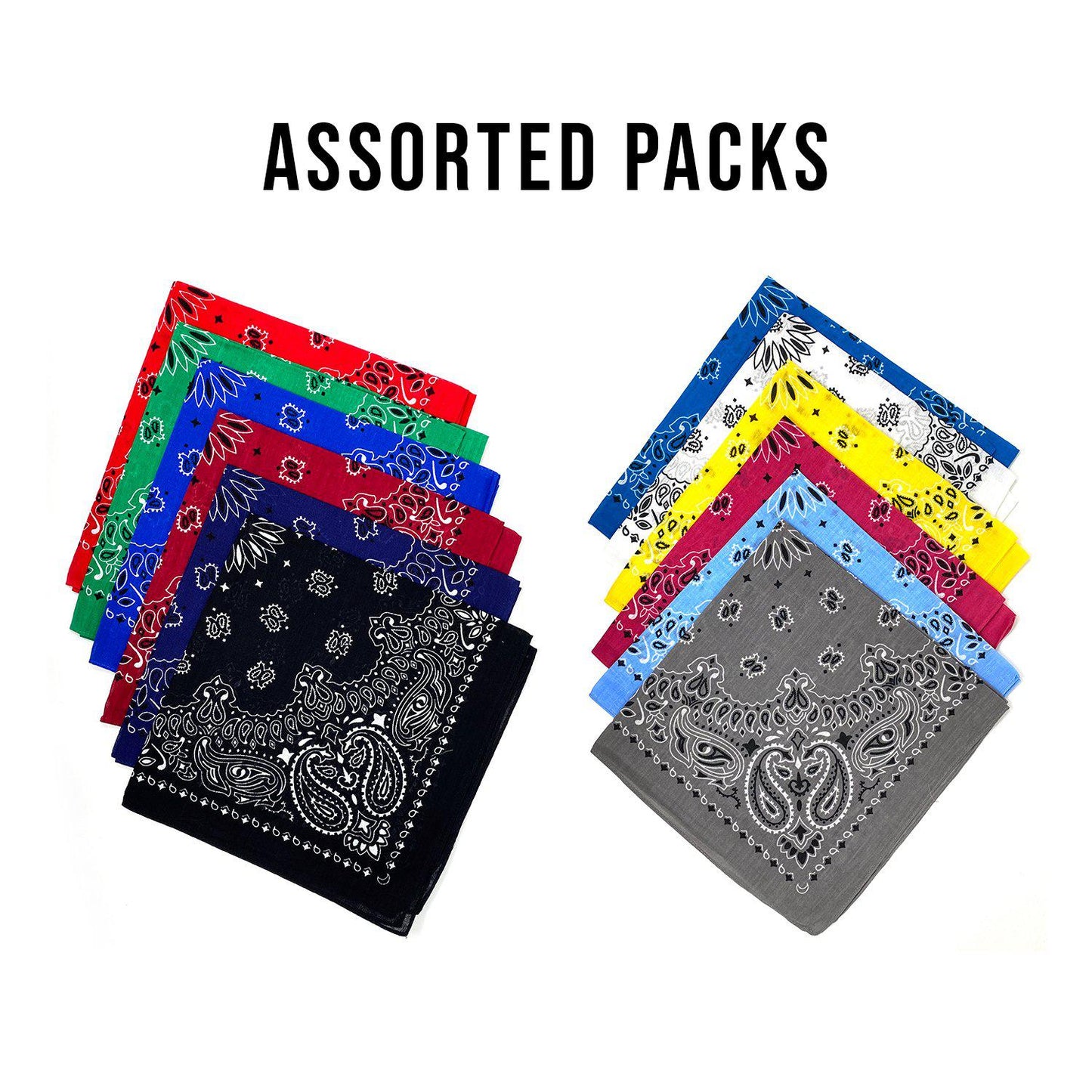 1 Dozen Bandanas Assorted Paisley 100% Cotton Cloth Face Mask Scarf Washable-Dark Colors - Assorted-