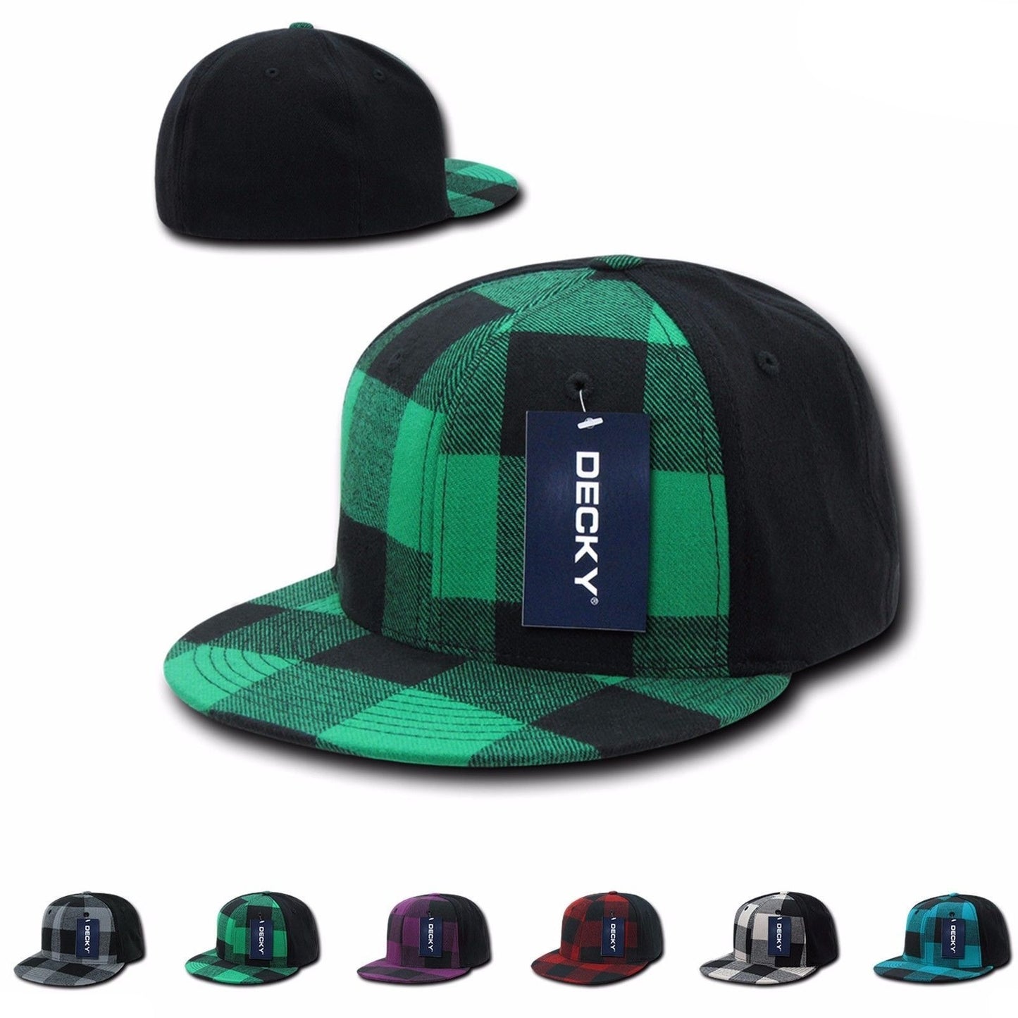 3 Dozen Decky Plaid Flex 6 Panel Fitted Two Tone Baseball Caps Hats Wholesale-