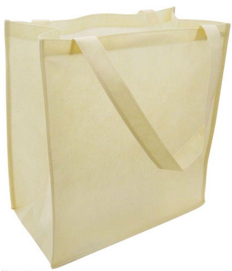 3 Lot Large Reusable Grocery Shopping Tote Bags With Gasset Travel Sports-Natural-