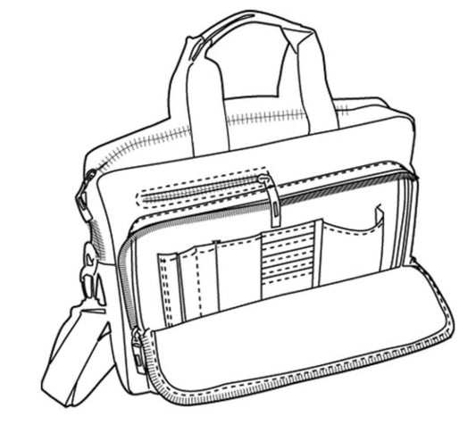 Organizer Portfolio Bags Suitcase Case Shoulder Strap Multi Pockets Zippered 15inch-