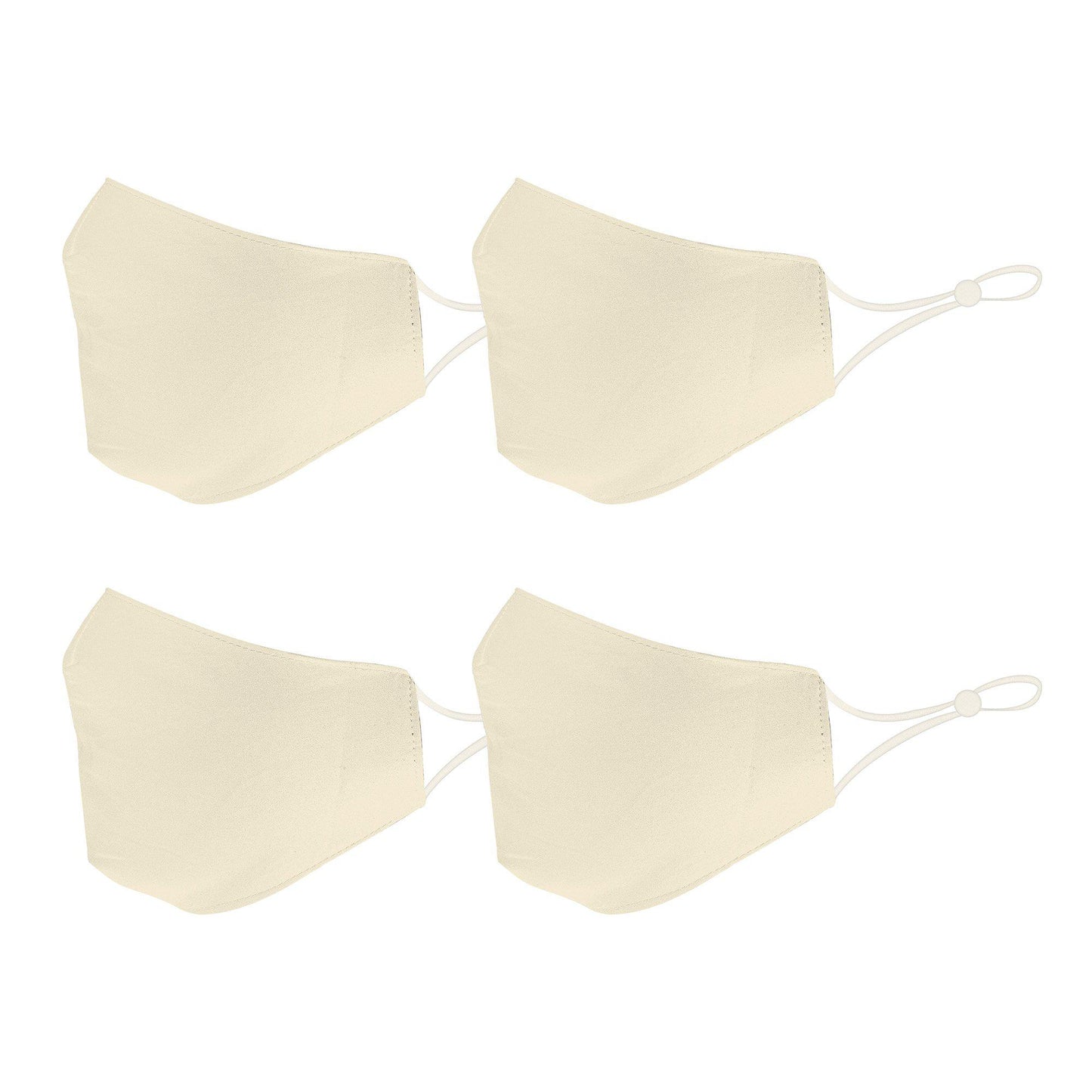 Cotton Face Mask 4 Pack Cloth Masks Multi Color for Mouth Nose Washable Reusable Double Layer Adjustable Unisex-Ivory-