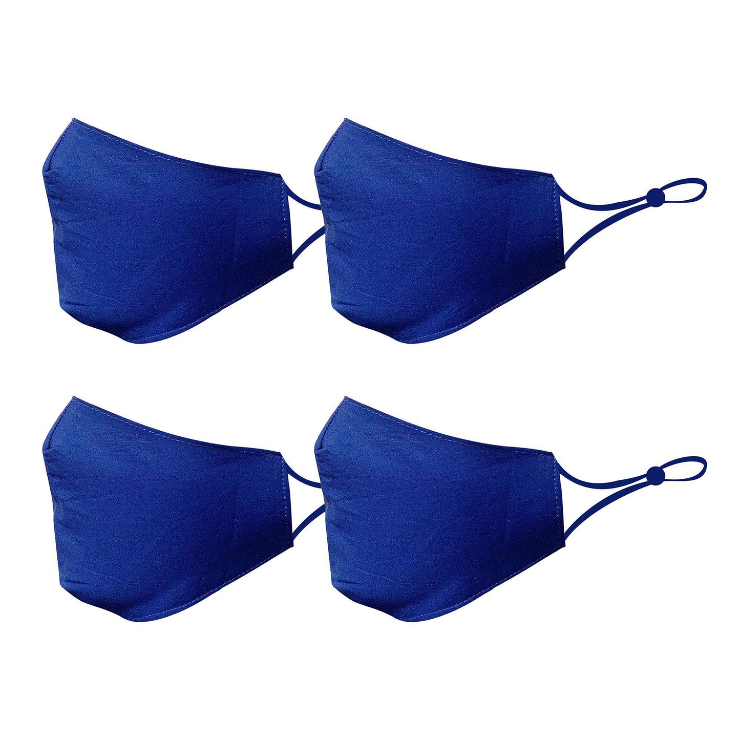 Cotton Face Mask 4 Pack Cloth Masks Multi Color for Mouth Nose Washable Reusable Double Layer Adjustable Unisex-Blue-