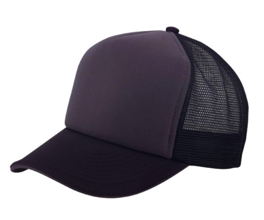 5 Panel Mesh Sandwich Bill Solid Two Tone Trucker Baseball Caps Hats No Sim-Black-