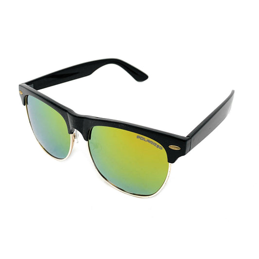 Polarized Sunglasses Club Style Mirror Lens Driving Mens Womens With Pouch-Gold Mirror/Black-