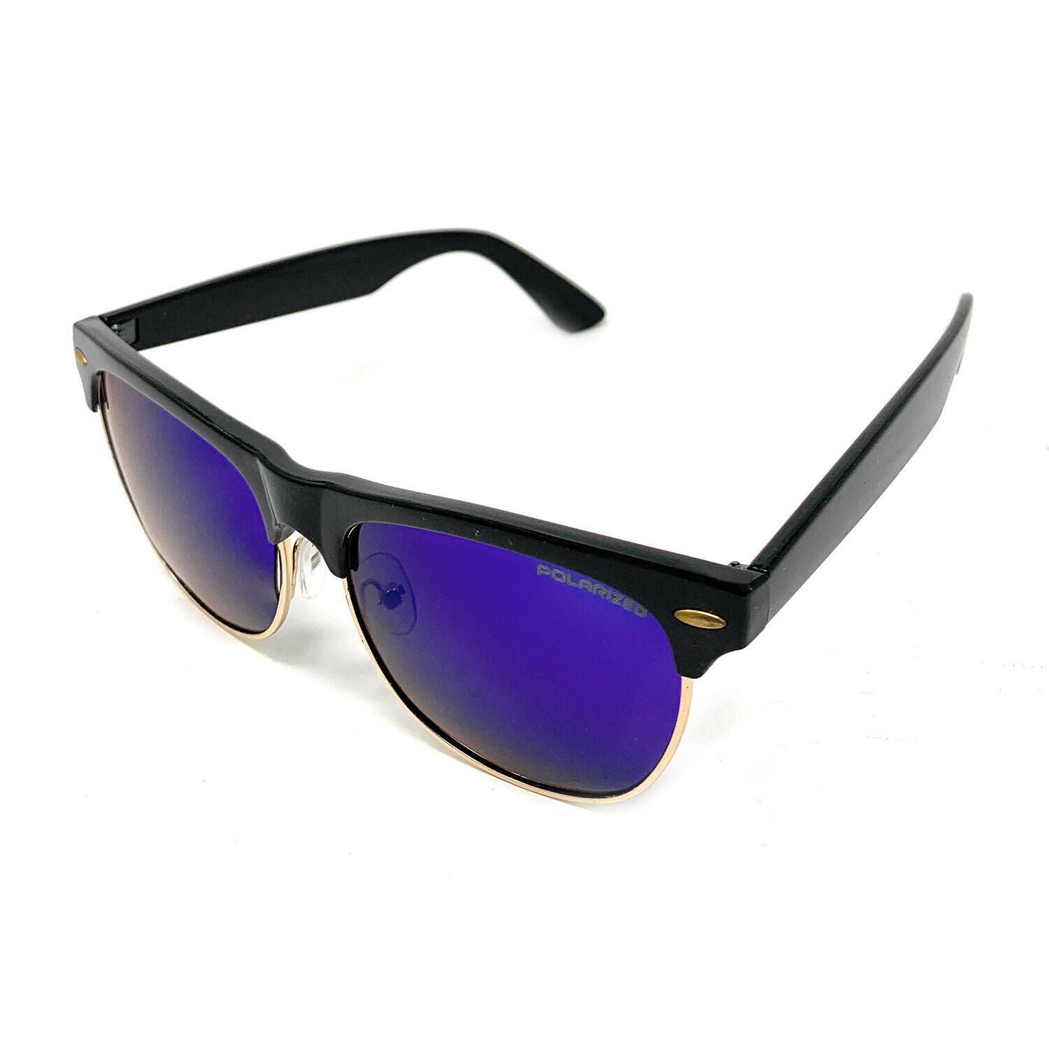 Polarized Sunglasses Club Style Mirror Lens Driving Mens Womens With Pouch-Gold Mirror/Black-
