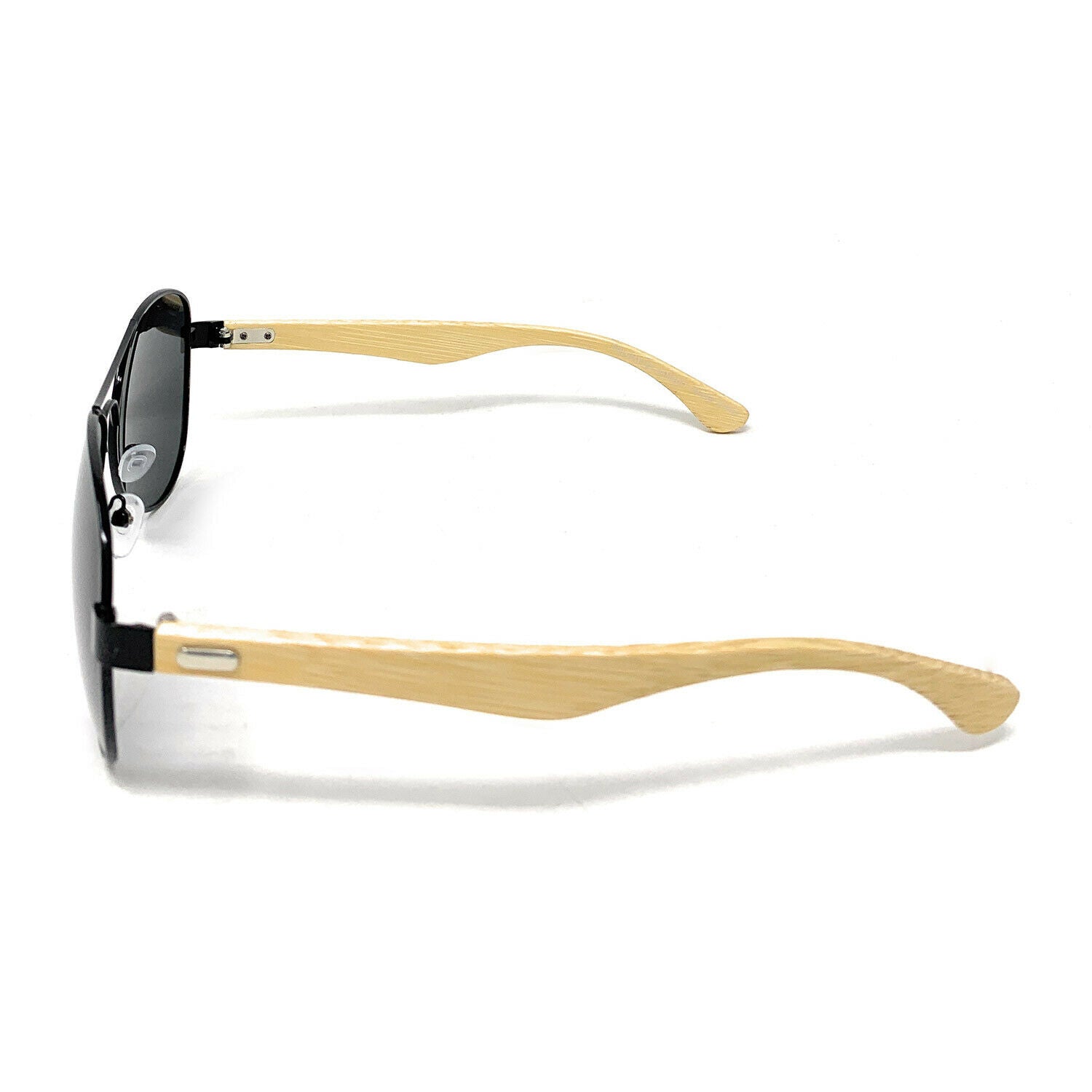 Aviator Bamboo Polarized Sunglasses Mirror Lens Driving Mens Womens With Pouch-Blue Mirror/Bamboo-