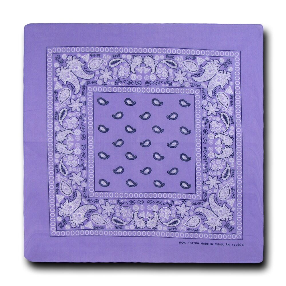 1 Dozen Pack Printed Bandanas 100% Cotton Cloth Scarf Wrap Face Mask Cover-Lavender-