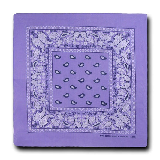 1 Dozen Pack Printed Bandanas 100% Cotton Cloth Scarf Wrap Face Mask Cover-Lavender-
