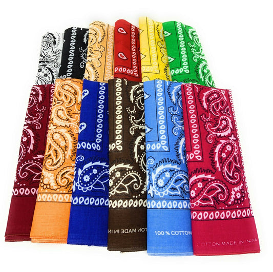 Casaba Paisley Printed Bandana 100% Cotton Neck Head Band Wrap Scarf Biker-Black-