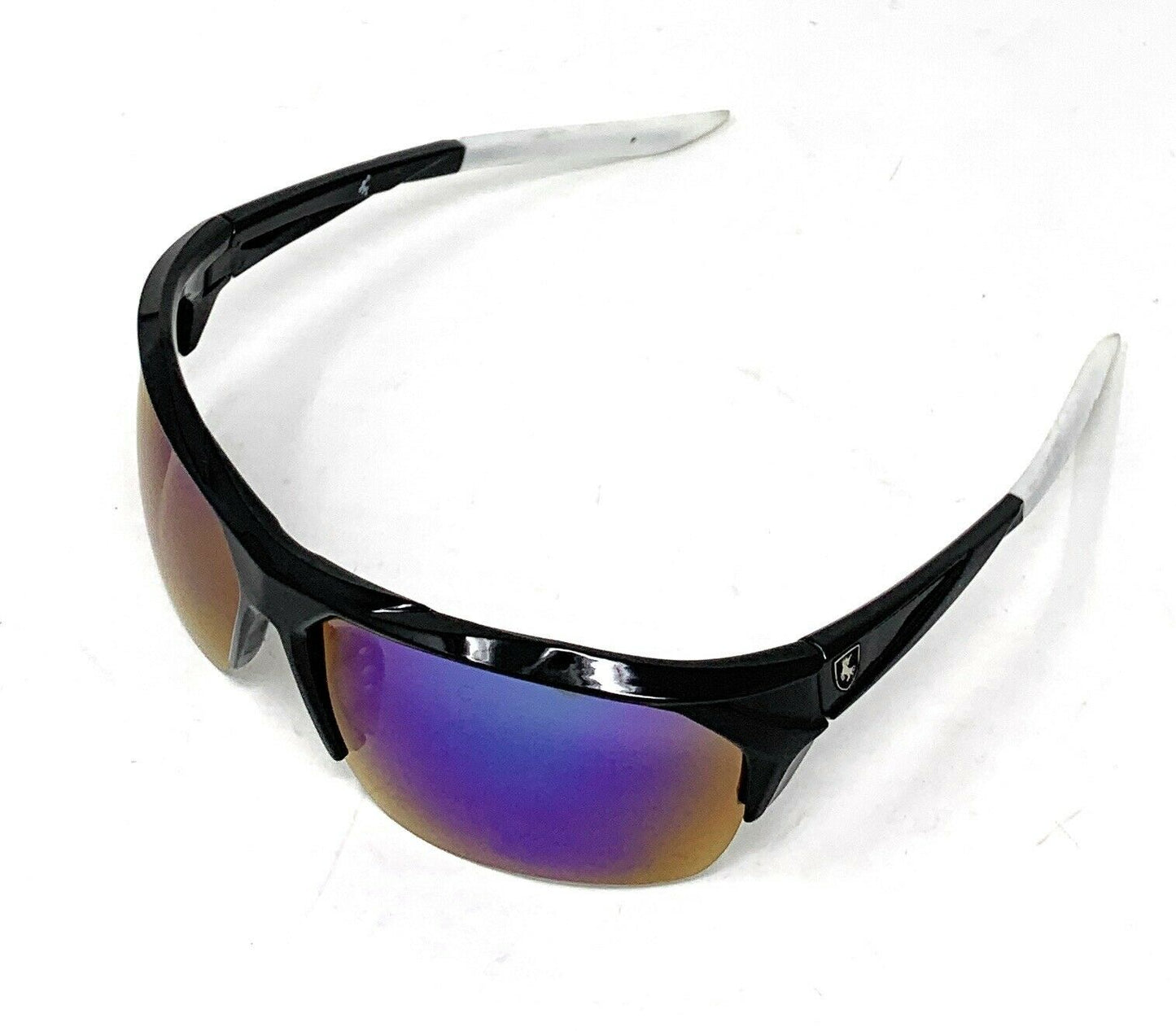 Polarized Half Frame Sunglasses Sports Warrior Style Driving Motorcycle Fishing-Black / Blue White (frame)-