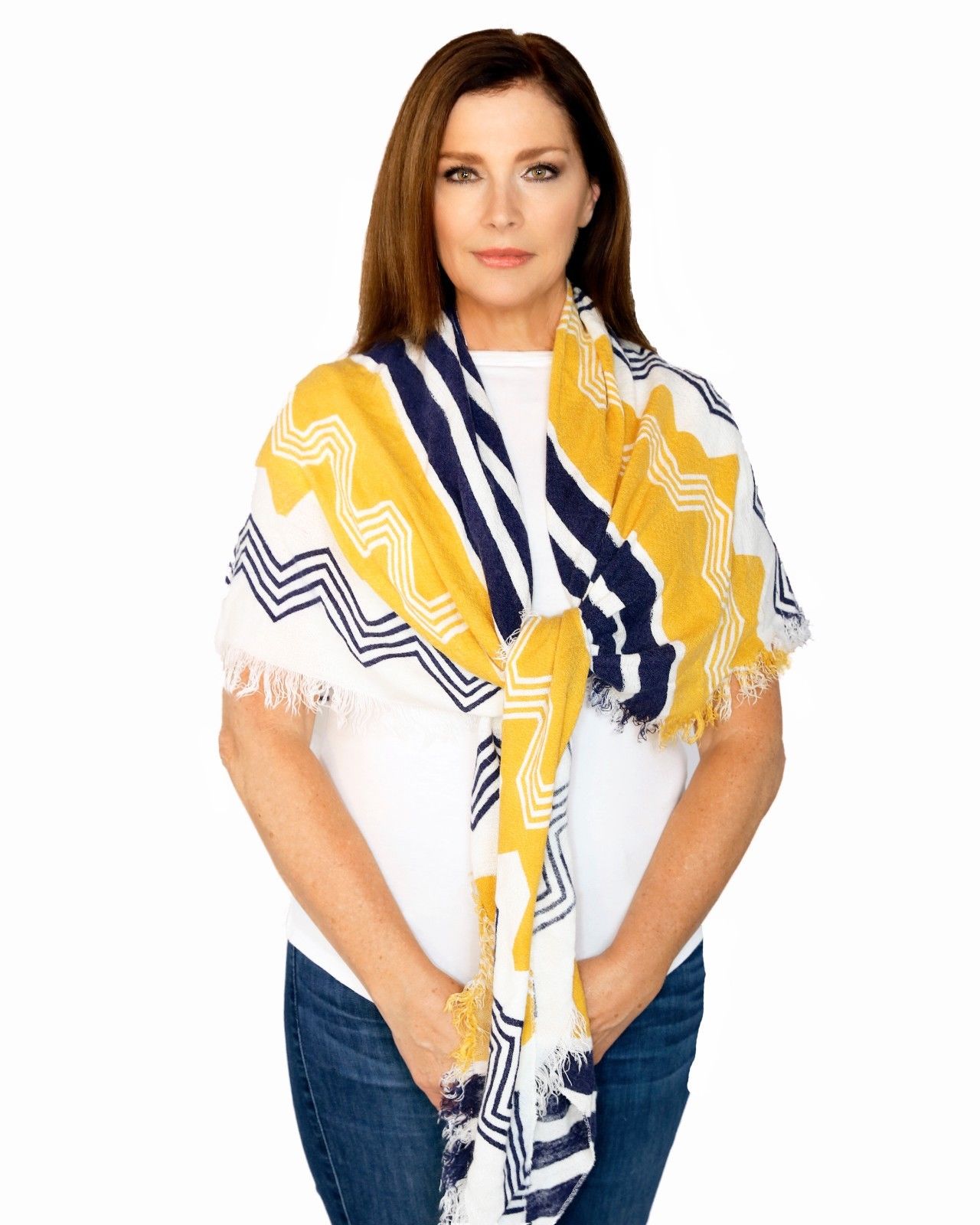 Casaba Womens Warm Winter Scarves Scarf Wraps Shawls Blankets Triangle Plaid-Yellow-Blue-Tribe-