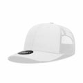 Decky 6021 Mid Prof 6Panel Poly/Cot Trucker Hats Caps Series One Solids-White-