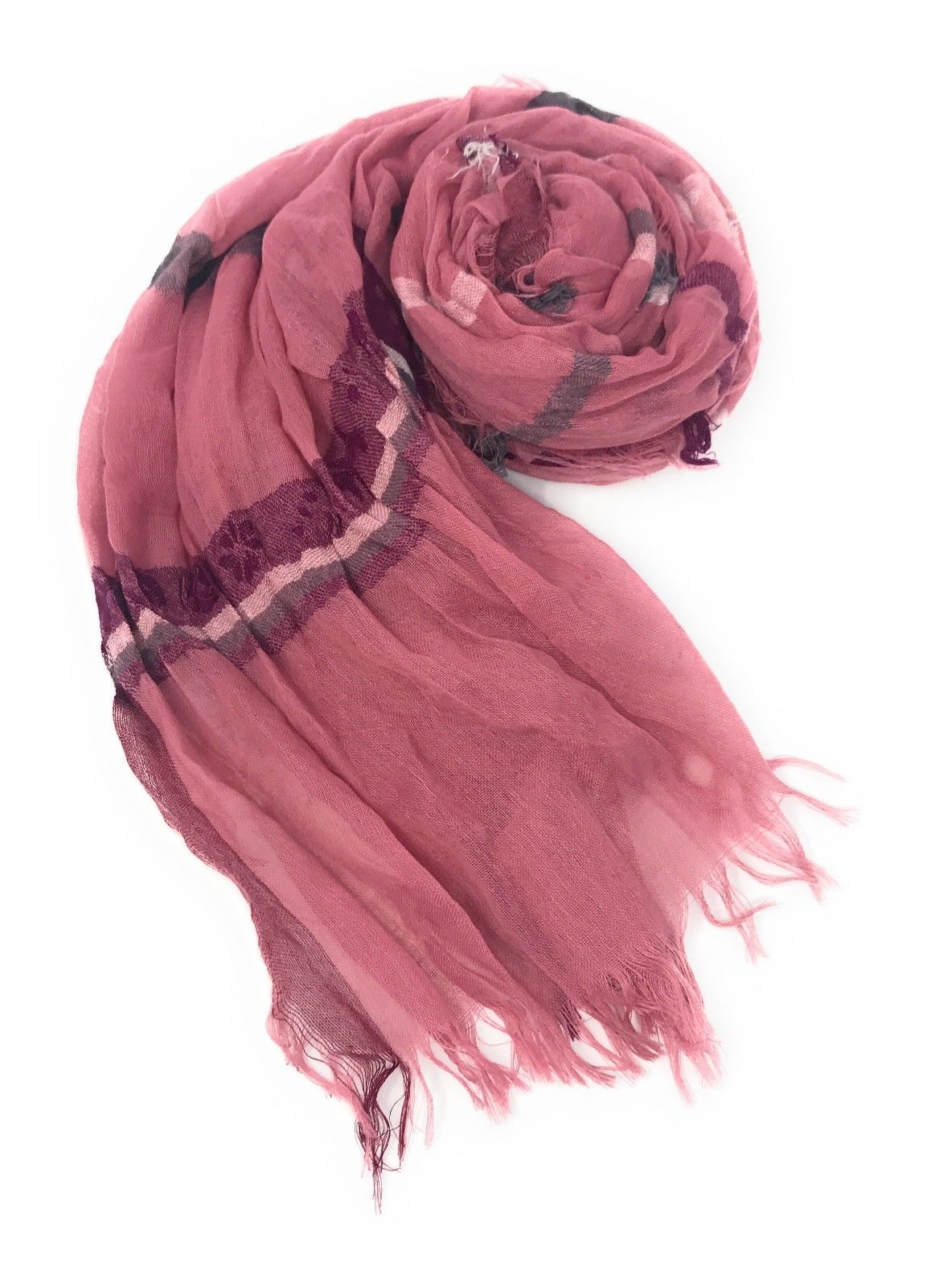 Casaba Striped Print Designer Womens Scarves Scarf Shawl Lightweight Sheer Wrap-Brown-