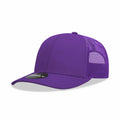 Decky 6021 Mid Prof 6Panel Poly/Cot Trucker Hats Caps Series One Solids-Purple-