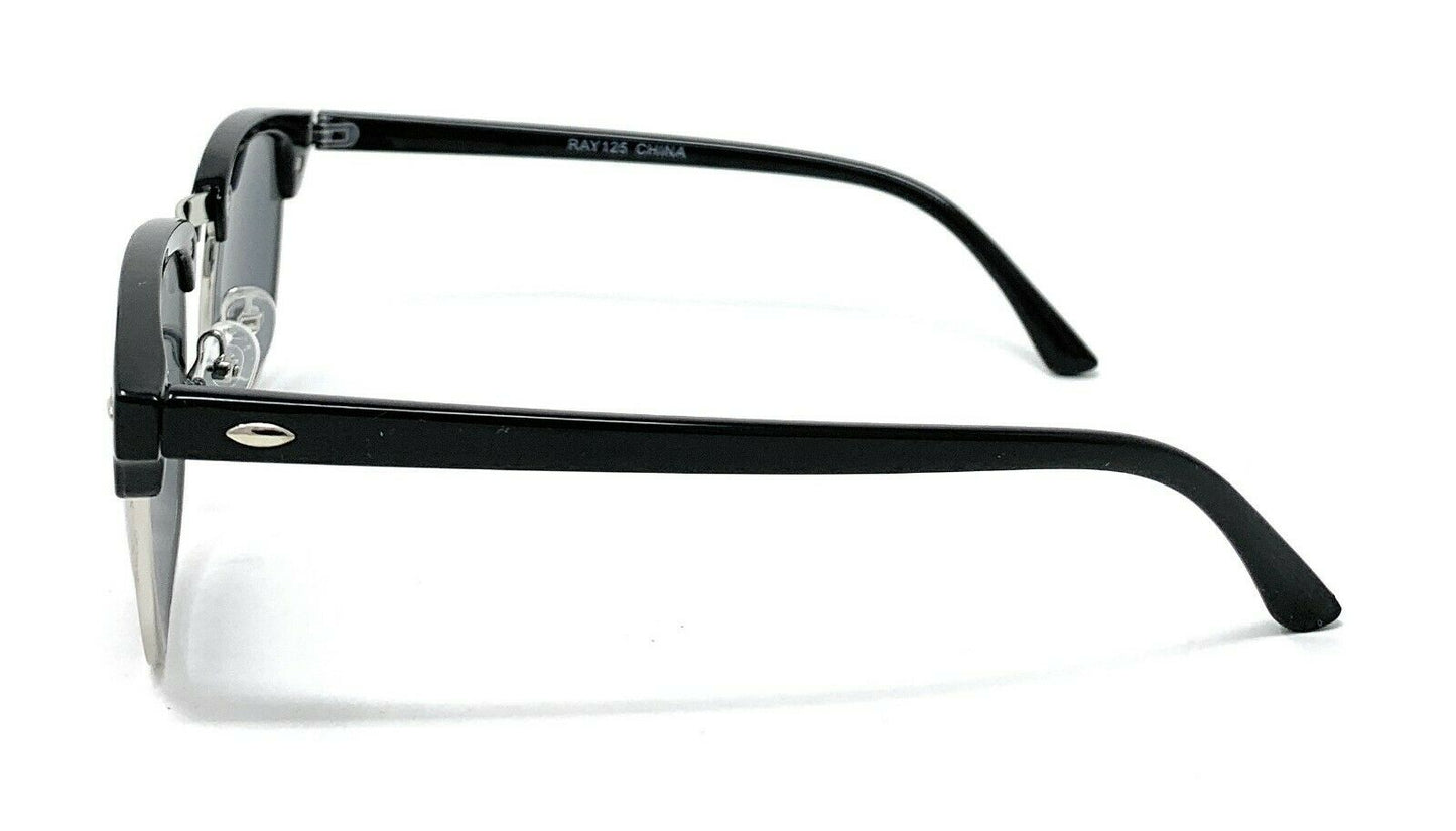 Classic Club Sunglasses Black Lens Black Gold Tortoise Mens Womens UV Protection-Black/Silver (RAY 125)-
