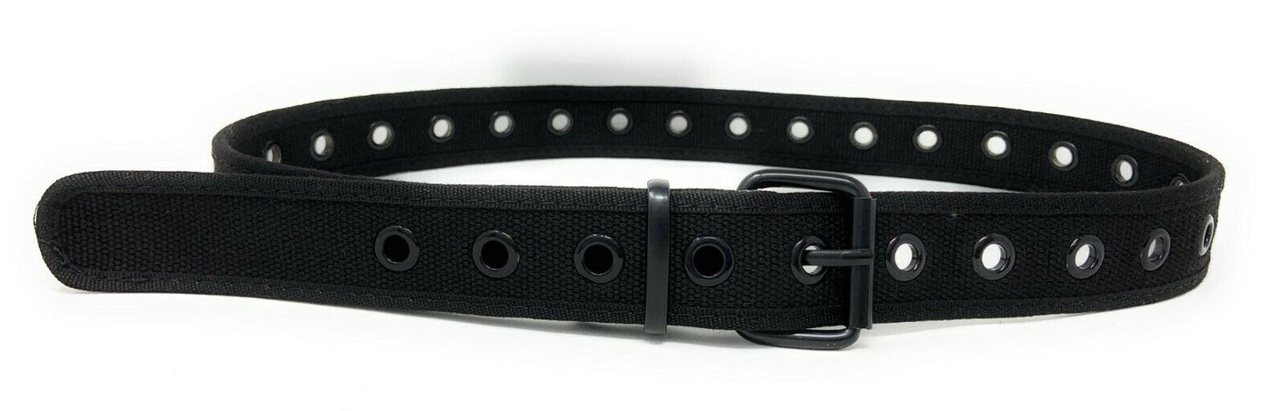 Casaba Canvas Belts Stylish 1 Hole Grommet Fabric Military Mens Women Unisex-Black-Small (30"- 32")-