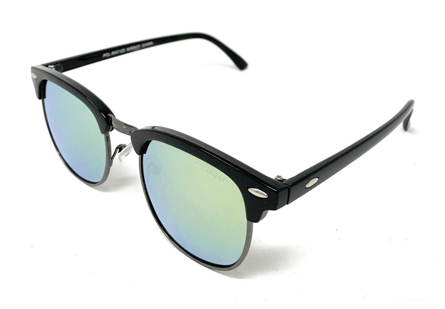 Club Style Polarized Sunglasses Mirror Lens Driving Mens Womens With Pouch-Blue Mirror/Gold/Black-