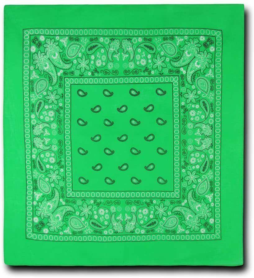 1 Dozen Pack Printed Bandanas 100% Cotton Cloth Scarf Wrap Face Mask Cover-Lime-