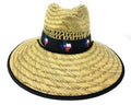 Stylish Straw Hats Caps Lifeguard Sombrero Postal Sun Beach Wide Brim Unisex-Texas Flag - Black band-