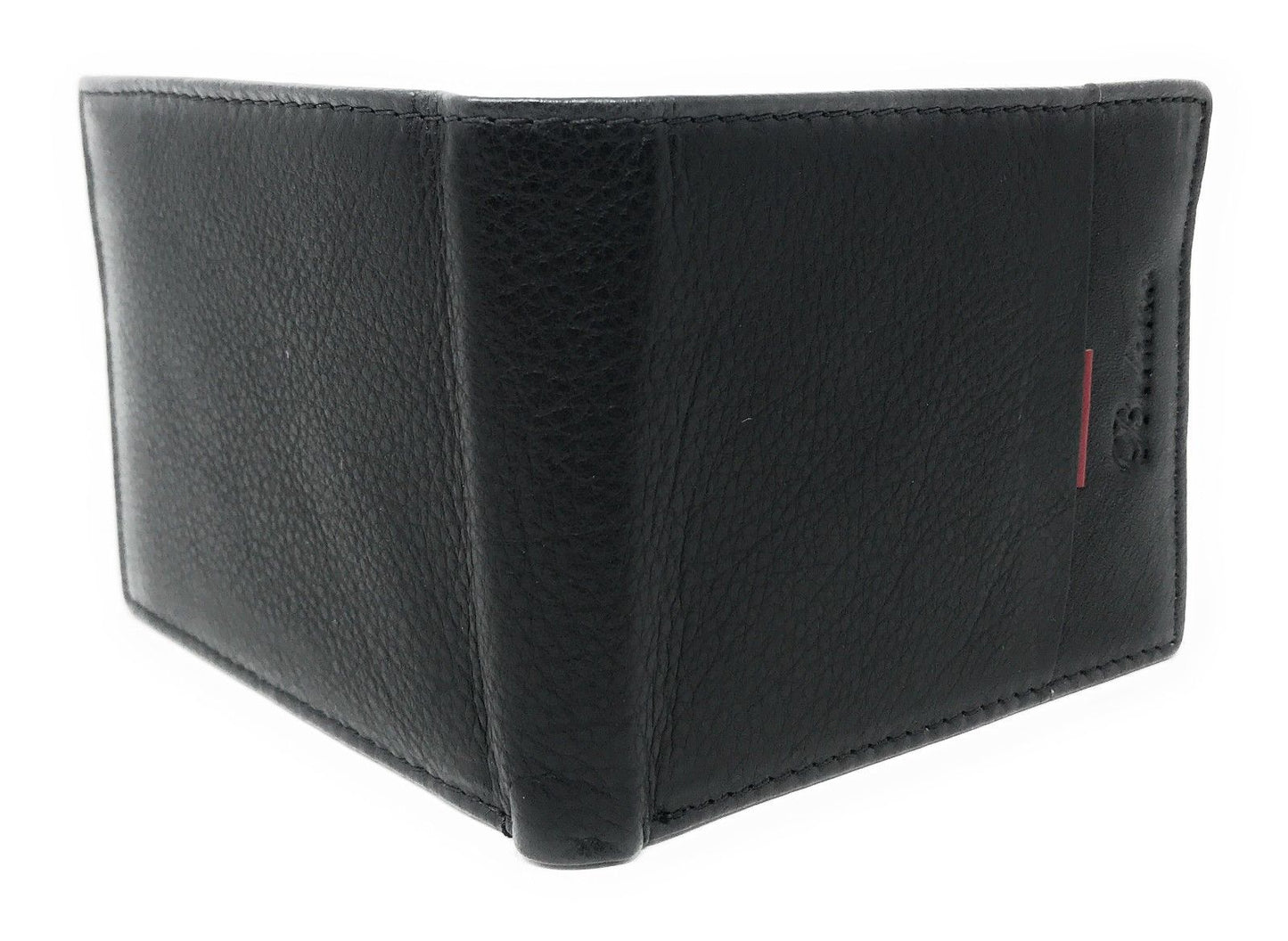 Belano RFID Blocking Real Leather Bifold Wallets for Cards ID with Box Men Women-Black - White Styled Trim-