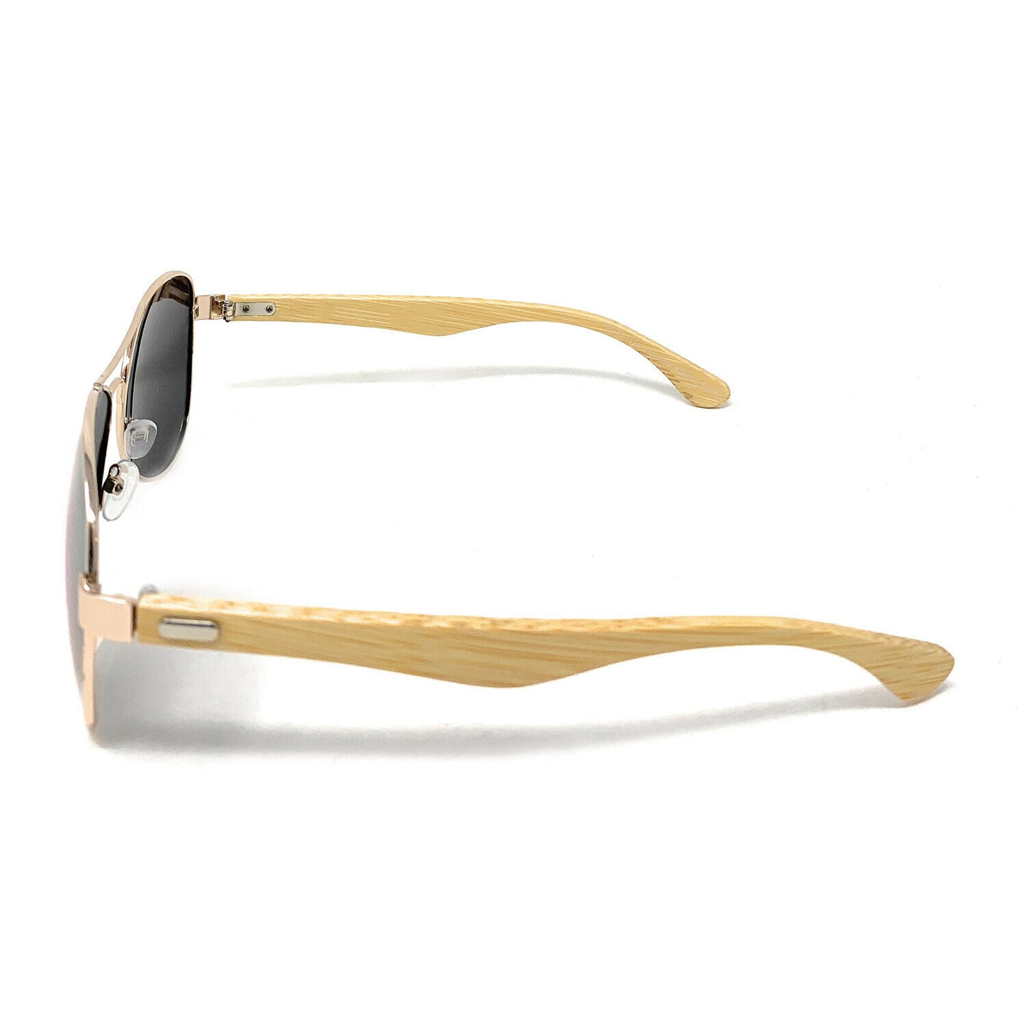 Aviator Bamboo Polarized Sunglasses Mirror Lens Driving Mens Womens With Pouch-Blue Mirror/Bamboo-