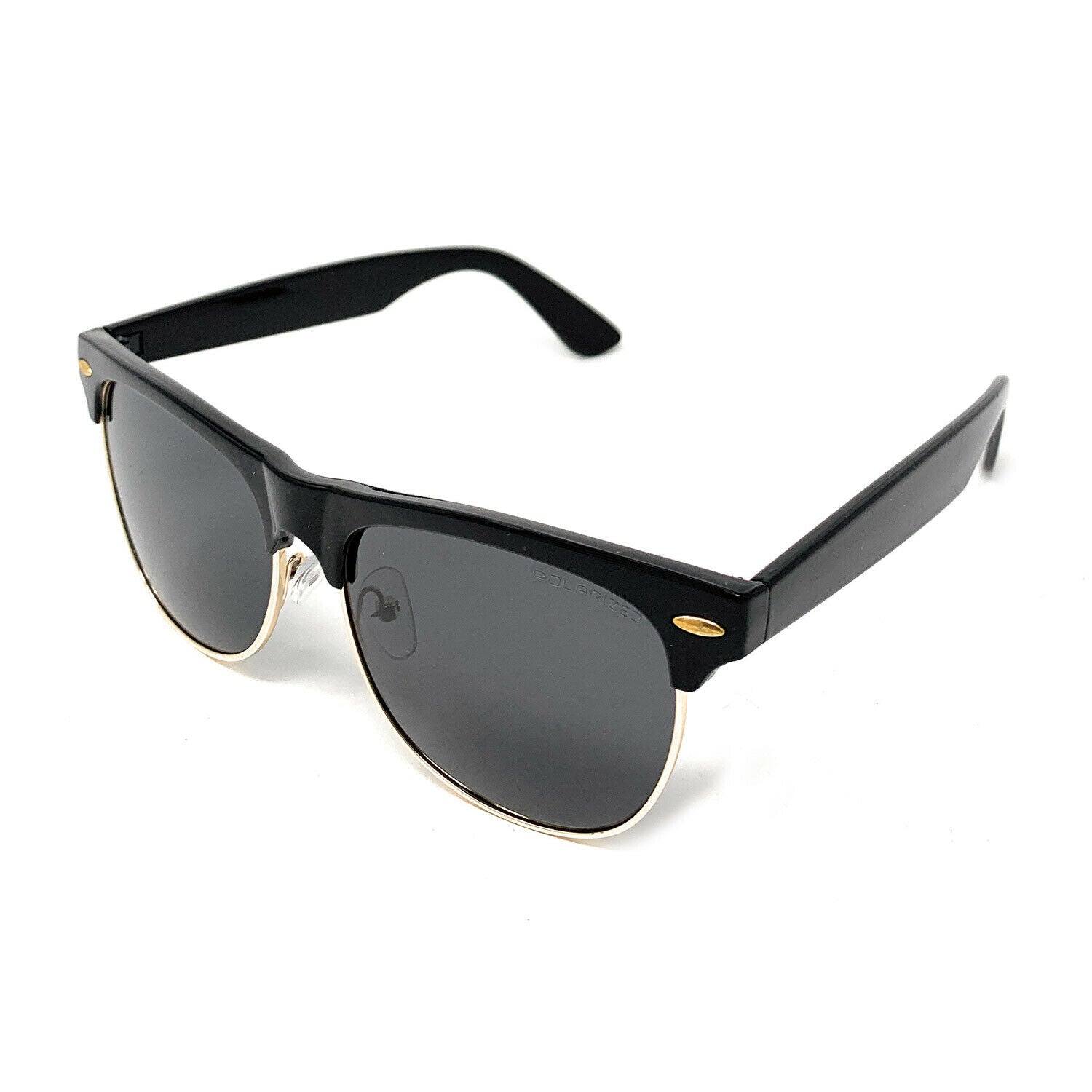 Polarized Sunglasses Club Style Mirror Lens Driving Mens Womens With Pouch-Gold Mirror/Black-