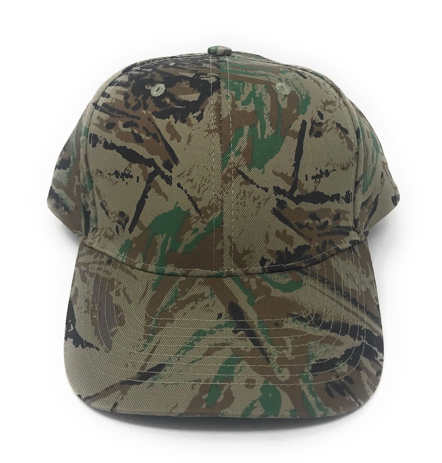 Cotton Twill Camo Camouflage 6 Panel Hunting Fishing Baseball Snapback Hats Caps-Green Tree Camo-