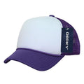Decky Solid Two Tone 5 Panel Kids Foam Trucker Hats Caps Unisex-Purple/White-