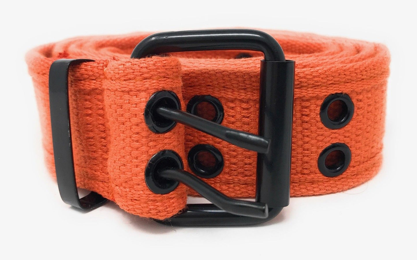 Casaba Canvas Belts Double Row 2 Holes Grommet Fabric Military Mens Women Unisex-Black-Small (30"- 32")-