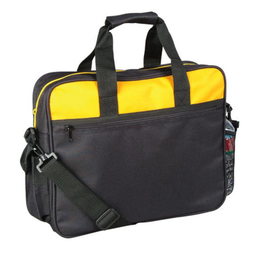 Portfolio Business Work Organizer Bags Documents Case Zippered Compartments 16inch-Black/Gold-