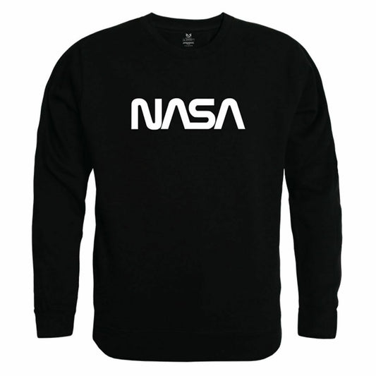 NASA Official Text Logo Crewneck Sweatshirts Sweaters Unisex-Black-S-