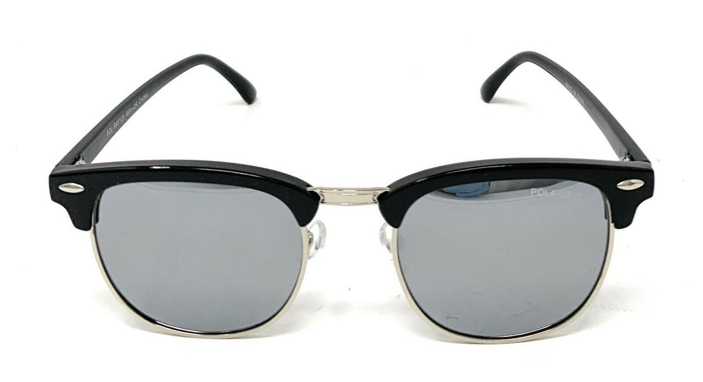 Club Style Polarized Sunglasses Mirror Lens Driving Mens Womens With Pouch-Blue Mirror/Gold/Black-