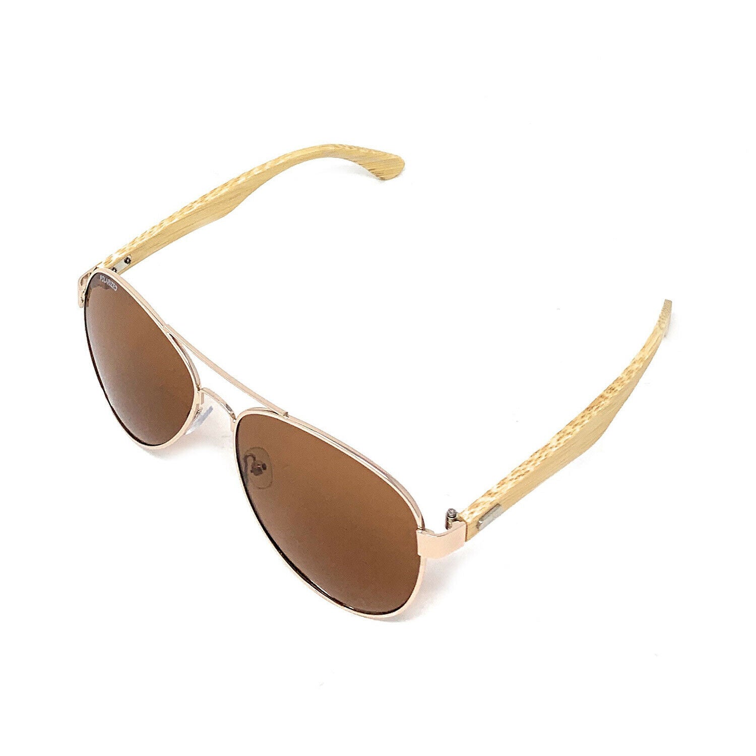 Aviator Bamboo Polarized Sunglasses Mirror Lens Driving Mens Womens With Pouch-Blue Mirror/Bamboo-