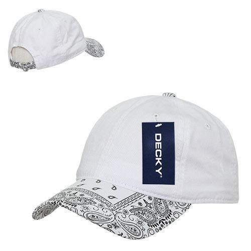 Decky Trendy Paisley Bandanna Polo 6 Panel Baseball Snapbacks Hats Caps Unisex-White/Black-