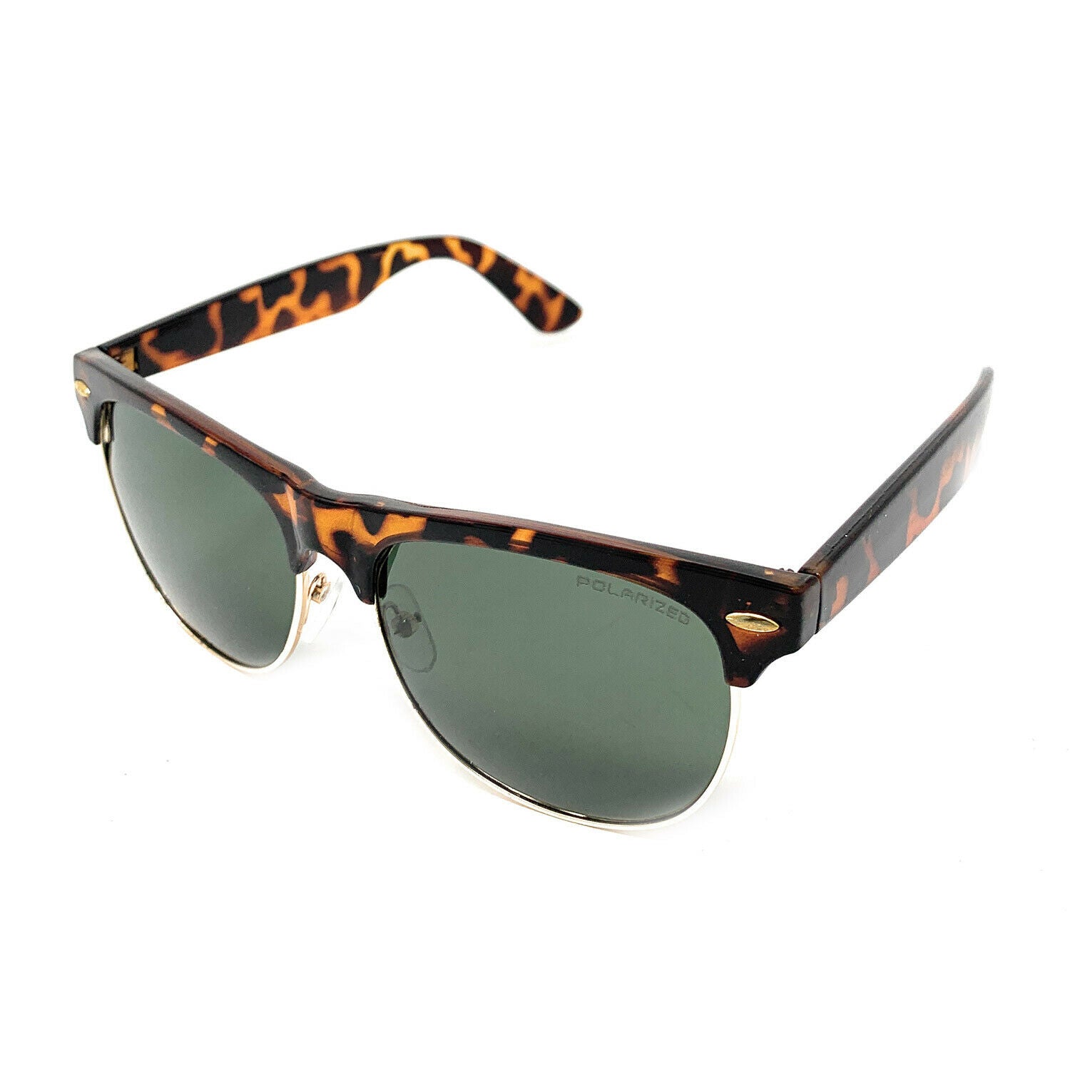 Polarized Sunglasses Club Style Mirror Lens Driving Mens Womens With Pouch-Gold Mirror/Black-