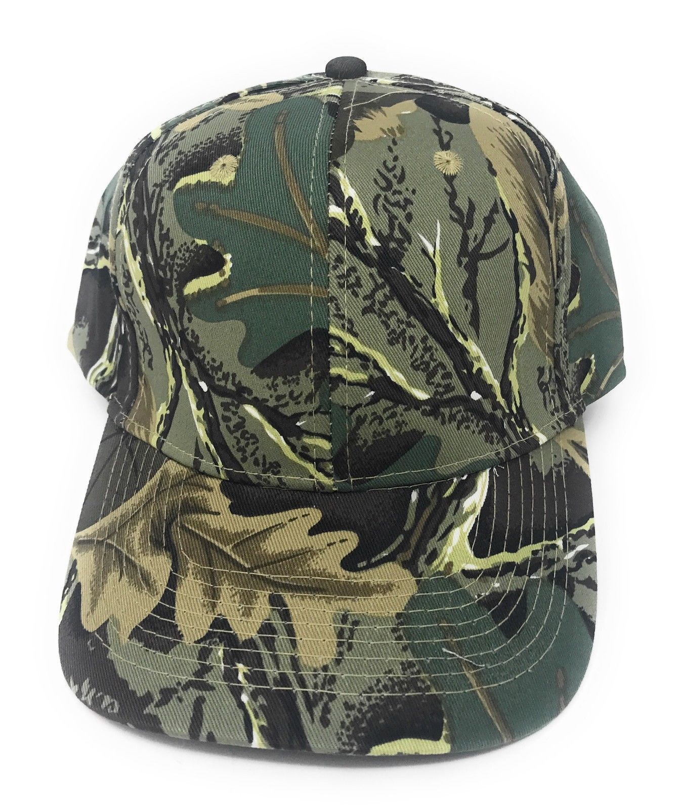 Cotton Twill Camo Camouflage 6 Panel Hunting Fishing Baseball Snapback Hats Caps-Green Tree Camo-