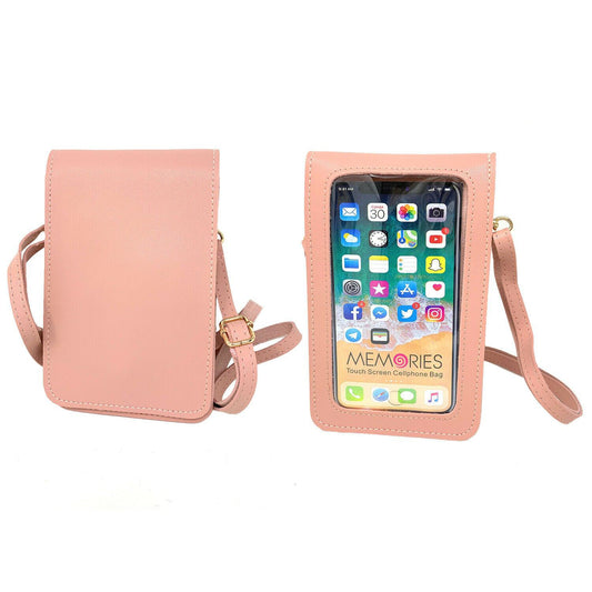 Empire Cove Womens Crossbody Bag with Clear Touchscreen Window Wallet Pouch Case-Pink-