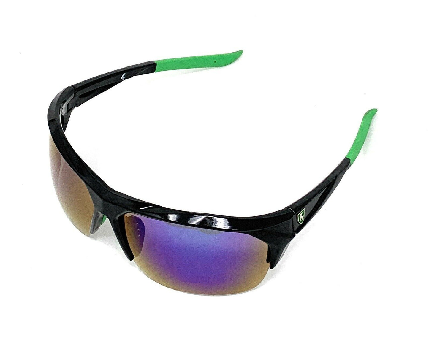 Polarized Half Frame Sunglasses Sports Warrior Style Driving Motorcycle Fishing-Black / Blue White (frame)-