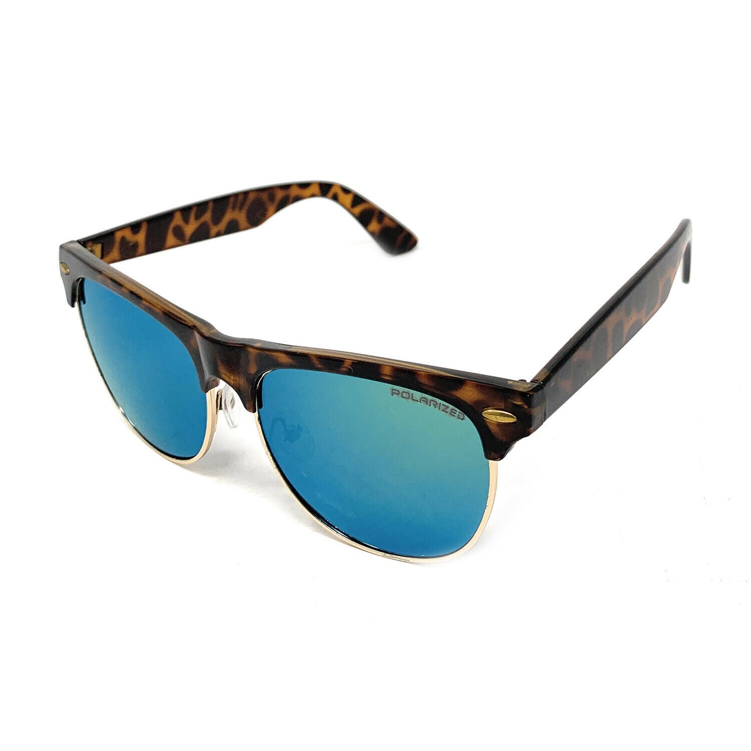 Polarized Sunglasses Club Style Mirror Lens Driving Mens Womens With Pouch-Gold Mirror/Black-
