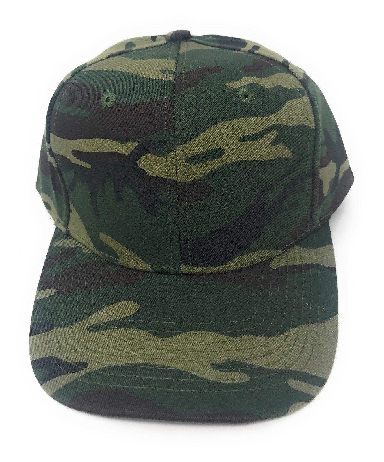 Cotton Twill Camo Camouflage 6 Panel Hunting Fishing Baseball Snapback Hats Caps-Green Tree Camo-