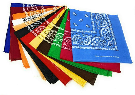 Casaba Paisley Printed Bandana 100% Cotton Neck Head Band Wrap Scarf Biker-Black-