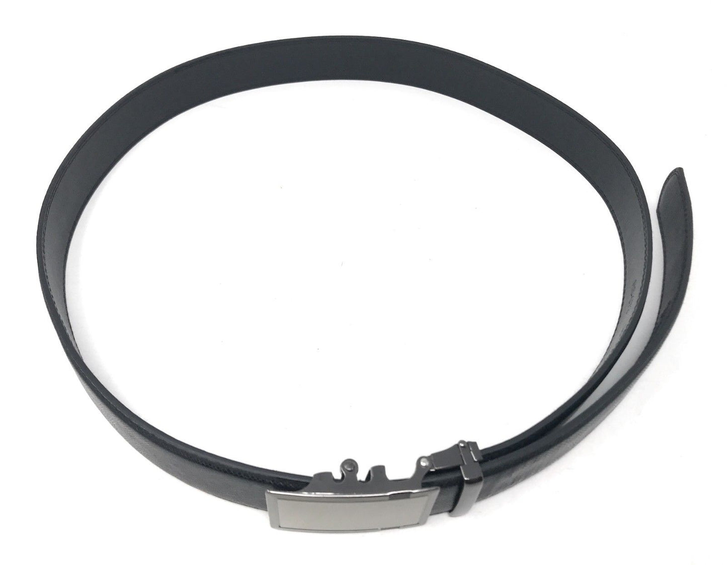 Leather Mens Ratchet Belt Sliding Adjustable Automatic Buckle Cut to Size-Black Diamond-