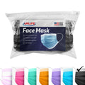 Amlife Face Masks Colorful Adult Made in USA Imported Fabric Pink Magenta Purple Green Orange Blue Black-Black-10 Pack-