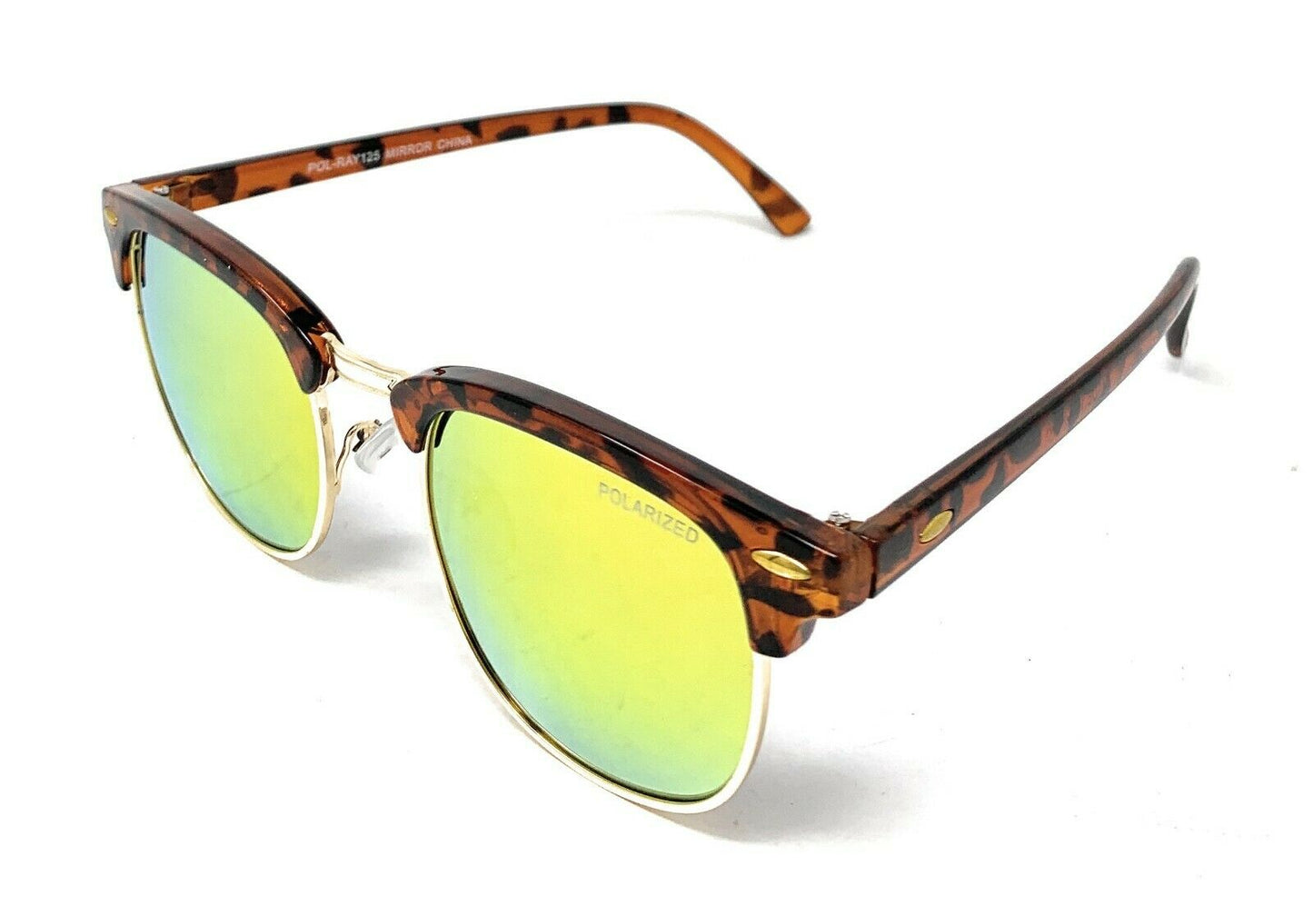 Club Style Polarized Sunglasses Mirror Lens Driving Mens Womens With Pouch-Blue Mirror/Gold/Black-