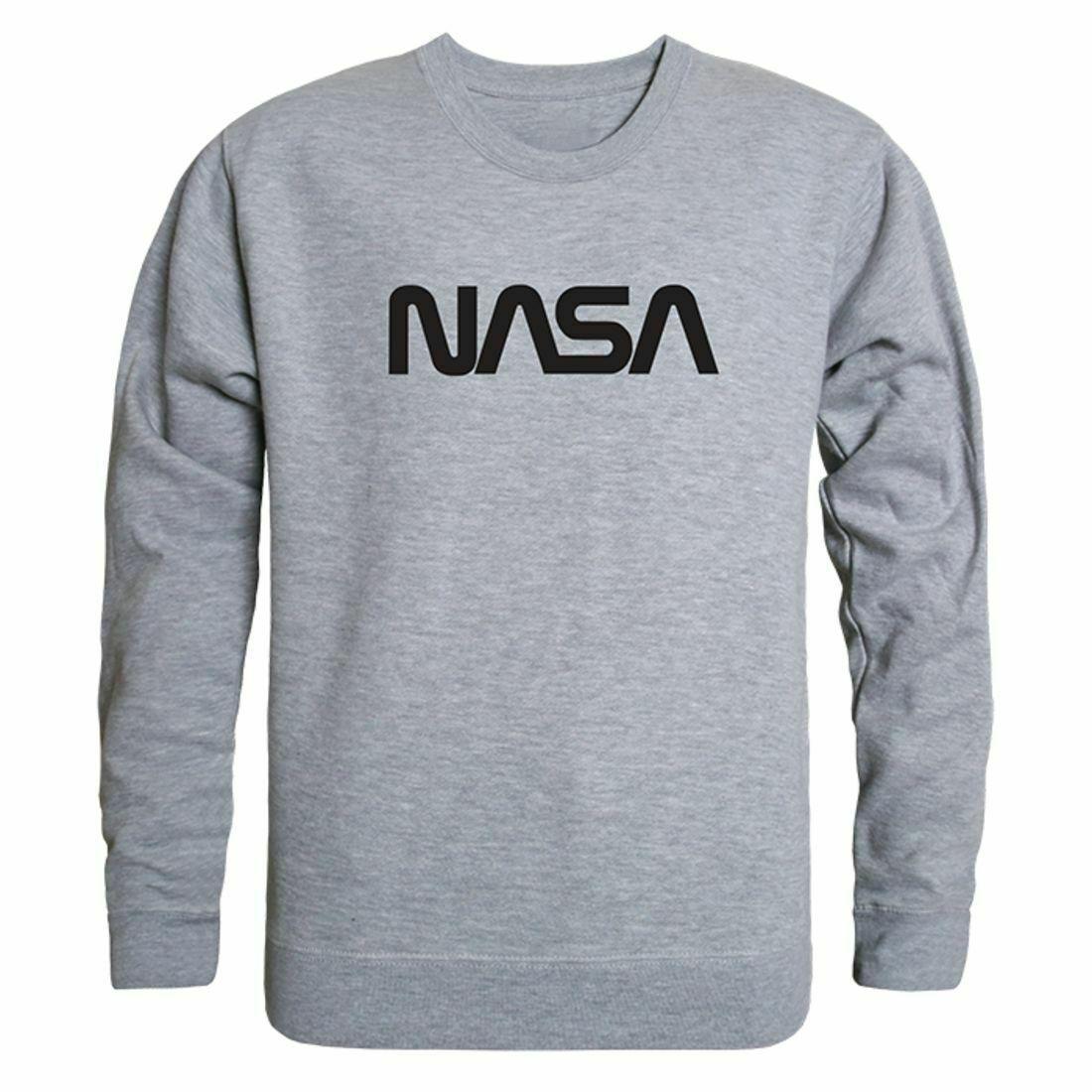 NASA Official Text Logo Crewneck Sweatshirts Sweaters Unisex-Black-S-